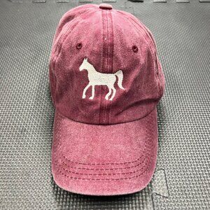 Embroidered Horse Logo Burgundy Adjustable Baseball Cap